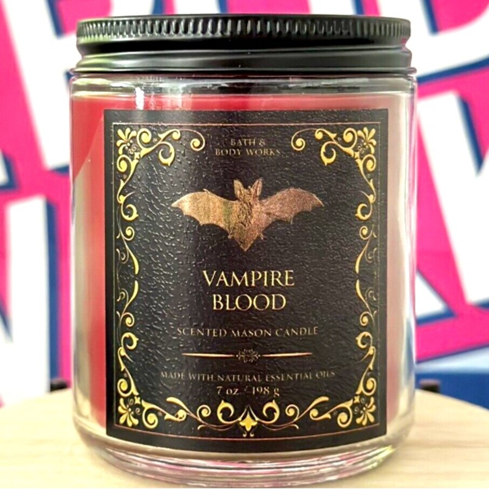 Vampire Blood
Mason Single Wick Candle. Equal parts fruity, floral and frightful